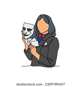 One continuous line drawing of a Magician attraction with the tuxedo. Magician concept illustration in simple linear style. Magician design concept vector illustration