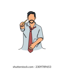 One continuous line drawing of a Magician attraction with the stick. Magician concept illustration in simple linear style. Magician design concept vector illustration