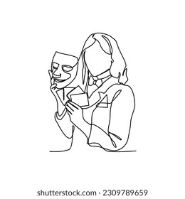 One continuous line drawing of a Magician attraction with the tuxedo. Magician concept illustration in simple linear style. Magician design concept vector illustration