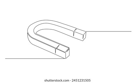 one continuous line drawing of magnet.one line drawing of magnet icon.single line vector illustration.isolated white background