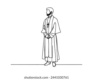 One continuous line drawing of a male priest