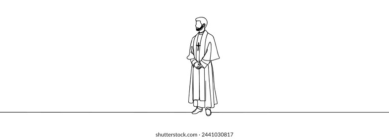 One continuous line drawing of a male priest