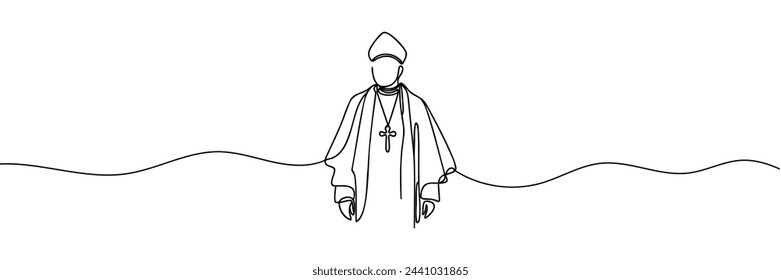 One continuous line drawing of a male priest.