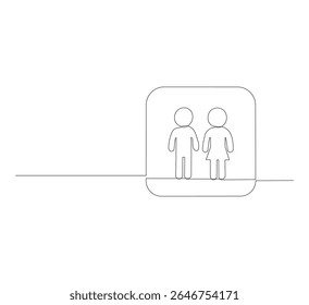 One continuous line drawing of male and female center information concept. Scribble vector illustration in simple linear style.