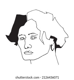 One continuous line drawing of man. Minimalism art. 