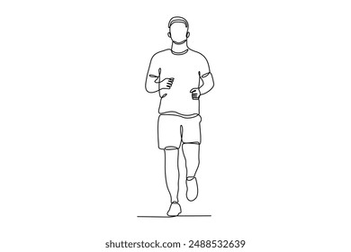 One continuous line drawing of a man fills his free time with sports. Outdoors activities concept. Dynamic single line draw design graphic vector illustration