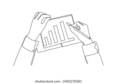 One continuous line drawing of management business concept. Doodle vector illustration in simple linear style.