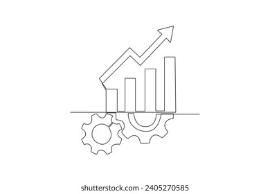 One continuous line drawing of management business concept. Doodle vector illustration in simple linear style.