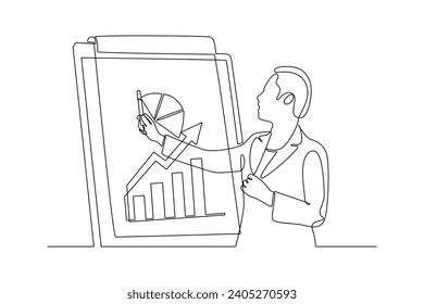 Un diseño continuo de línea del concepto de negocio de gestión. Ilustración del vector Doodle en un estilo lineal simple.