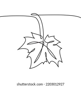 One continuous line drawing maple leaf in autumn  Vector illustration maple leaf in autumn  Simple line drawing abstract tropic spring isolated vector  Maple leaf line art  