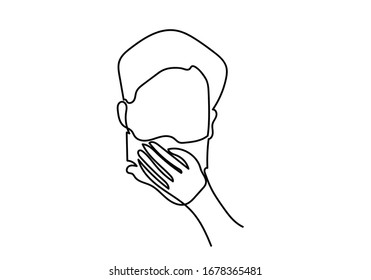 One continuous line drawing  medical face mask. Concept of corona virus.