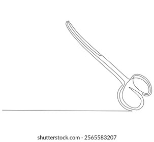 One continuous line drawing of medical scissors . Single line of medical scissors vector illustration

