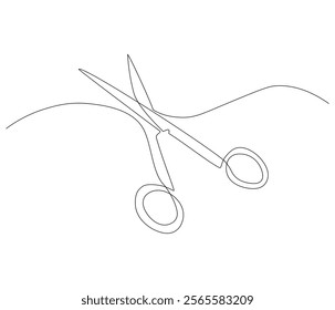 One continuous line drawing of medical scissors . Single line of medical scissors vector illustration

