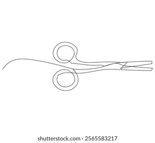 One continuous line drawing of medical scissors . Single line of medical scissors vector illustration

