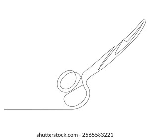 One continuous line drawing of medical scissors . Single line of medical scissors vector illustration

