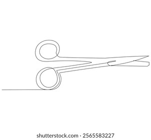 One continuous line drawing of medical scissors . Single line of medical scissors vector illustration

