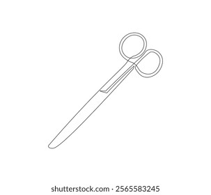 One continuous line drawing of medical scissors . Single line of medical scissors vector illustration

