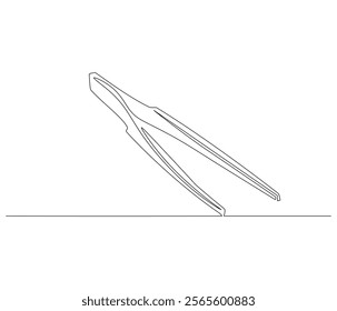 One continuous line drawing of Medical tweezers . Single line of Medical tweezers vector illustration

