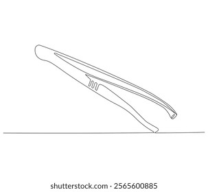 One continuous line drawing of Medical tweezers . Single line of Medical tweezers vector illustration

