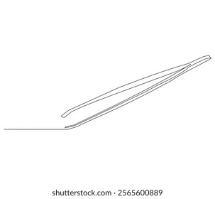 One continuous line drawing of Medical tweezers . Single line of Medical tweezers vector illustration

