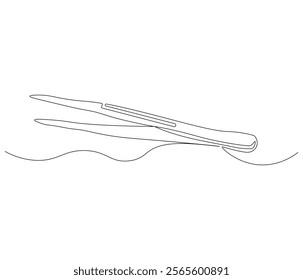 One continuous line drawing of Medical tweezers . Single line of Medical tweezers vector illustration

