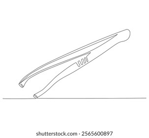 One continuous line drawing of Medical tweezers . Single line of Medical tweezers vector illustration

