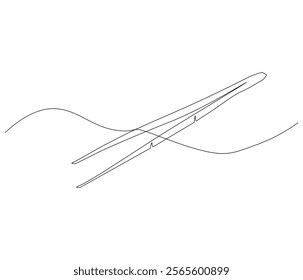 One continuous line drawing of Medical tweezers . Single line of Medical tweezers vector illustration

