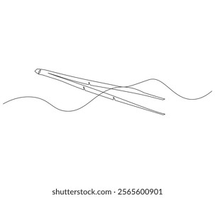 One continuous line drawing of Medical tweezers . Single line of Medical tweezers vector illustration

