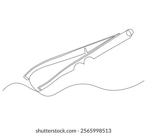 One continuous line drawing of Medical tweezers . Single line of Medical tweezers vector illustration

