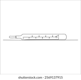 One continuous line drawing of medical thermometer. single line of medical thermometer drawing. medical thermometer illustration. Editable outline