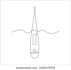 One continuous line drawing of medical thermometer. single line of medical thermometer drawing. medical thermometer illustration. Editable outline