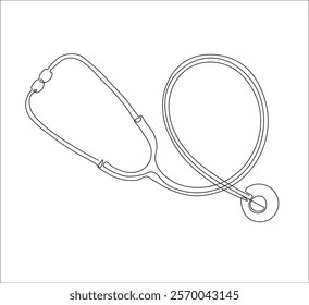 One continuous line drawing of medical stethoscopes. simple single line drawing of medical equipment stethoscopes . health concept stethoscopes illustration. editable outline
