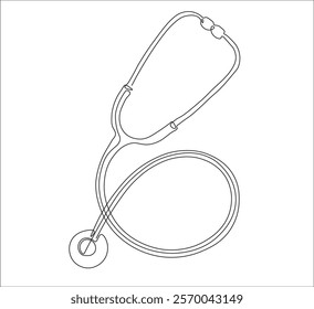 One continuous line drawing of medical stethoscopes. simple single line drawing of medical equipment stethoscopes . health concept stethoscopes illustration. editable outline
