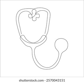 One continuous line drawing of medical stethoscopes. simple single line drawing of medical equipment stethoscopes . health concept stethoscopes illustration. editable outline
