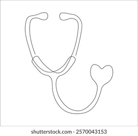 One continuous line drawing of medical stethoscopes. simple single line drawing of medical equipment stethoscopes . health concept stethoscopes illustration. editable outline
