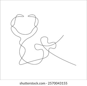 One continuous line drawing of medical stethoscopes. simple single line drawing of medical equipment stethoscopes . health concept stethoscopes illustration. editable outline
