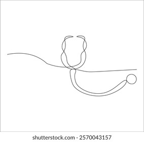 One continuous line drawing of medical stethoscopes. simple single line drawing of medical equipment stethoscopes . health concept stethoscopes illustration. editable outline
