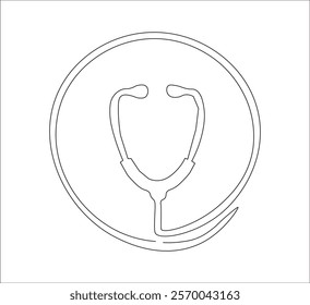 One continuous line drawing of medical stethoscopes. simple single line drawing of medical equipment stethoscopes . health concept stethoscopes illustration. editable outline
