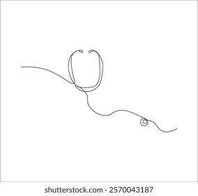 One continuous line drawing of medical stethoscopes. simple single line drawing of medical equipment stethoscopes . health concept stethoscopes illustration. editable outline
