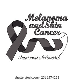 Un dibujo continuo de la línea del melanoma y del mes de sensibilización sobre el cáncer de piel con fondo blanco. Diseño de cinta de concientización en estilo lineal simple. ilustración vectorial del concepto de diseño sanitario y médico