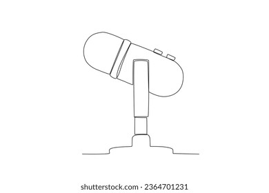 One continuous line drawing of microphone ro record a podcast
