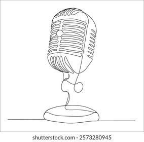 One continuous line drawing of microphone sound system. single line drawing of microphone.  illustration of microphone. editable stroke