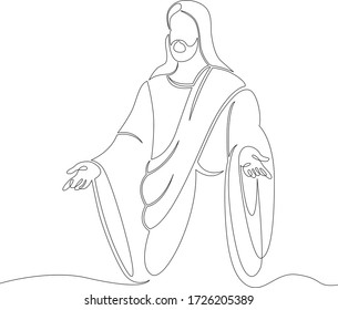 One continuous line drawing minimal hand Jesus Christ  Single hand drawn art line doodle outline isolated 