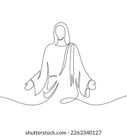 One continuous line drawing the minimal hand of Jesus Christ. Vector illustration