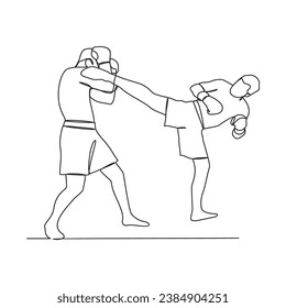 One continuous line drawing of mixed martial arts player vector illustration. mixed martial arts player illustration simple linear style concept vector. Fighting sport design for your business asset.