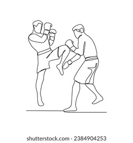 Eine durchgehende Zeichnung des Mixed Martial Arts Players, Vektorgrafik. Mixed Martial Arts Spieler Illustration einfache lineare Stil Konzept Vektor. Bekämpfen Sie Sportdesign für Ihr Business.