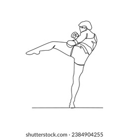 One continuous line drawing of mixed martial arts player vector illustration. mixed martial arts player illustration simple linear style concept vector. Fighting sport design for your business asset.