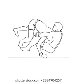 One continuous line drawing of mixed martial arts player vector illustration. mixed martial arts player illustration simple linear style concept vector. Fighting sport design for your business asset.