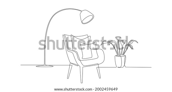 One Continuous Line Drawing Modern Armchair Stock Vector (Royalty Free ...