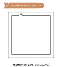One continuous line drawing of a modified Square. Vector Striped Square Line. Image of Spiral Square Pattern. Geometry vector illustration of a modified plus symbol for icons, logos, symbols.